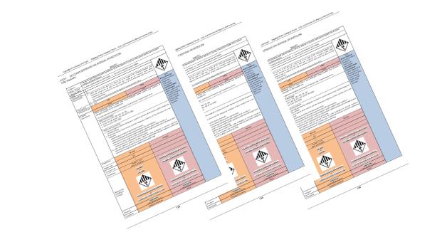 Transport sheets per product and transport mode